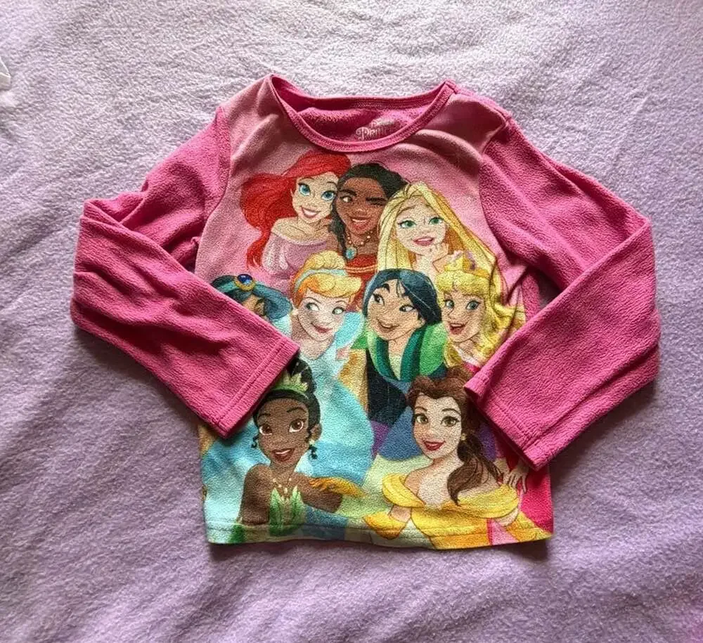 Disney Princess Girls Fleece 2-Piece Long Sleeve Pajama Set Size XS (4/5)